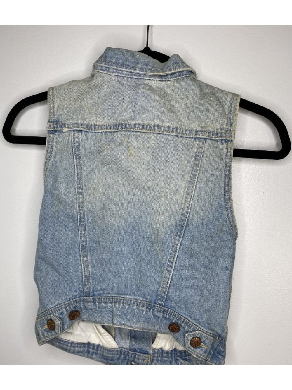 H&M Size 4 Light Wash 100% Cotton Blue Cropped Denim Jean Vest 2000s - Picture 3 of 6